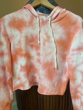 Alternative Apparel Orange & White Tie-Dye Cropped Hoodie